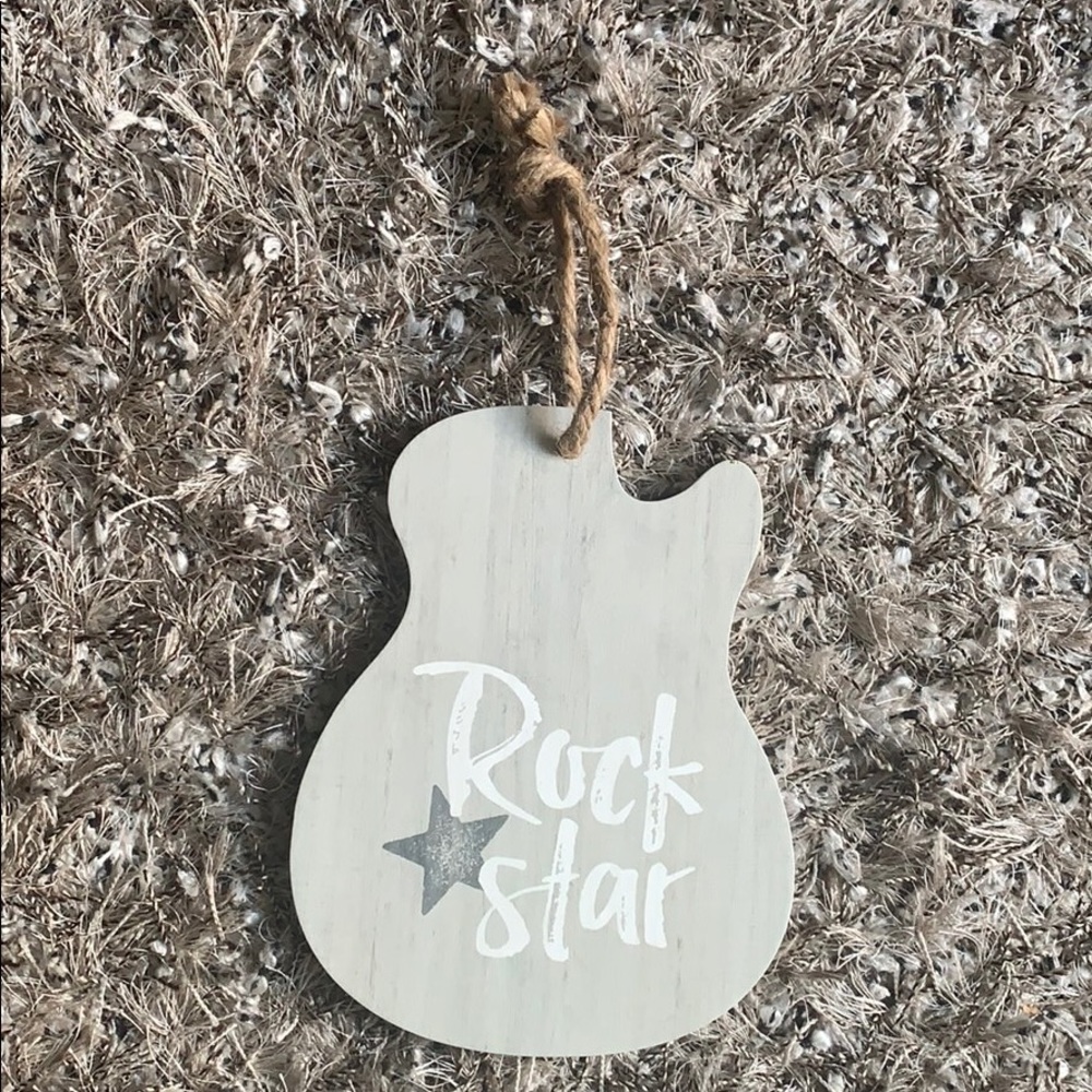 Farmhouse gray Rock Star guitar‎ distressed sign
